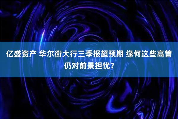 亿盛资产 华尔街大行三季报超预期 缘何这些高管仍对前景担忧？
